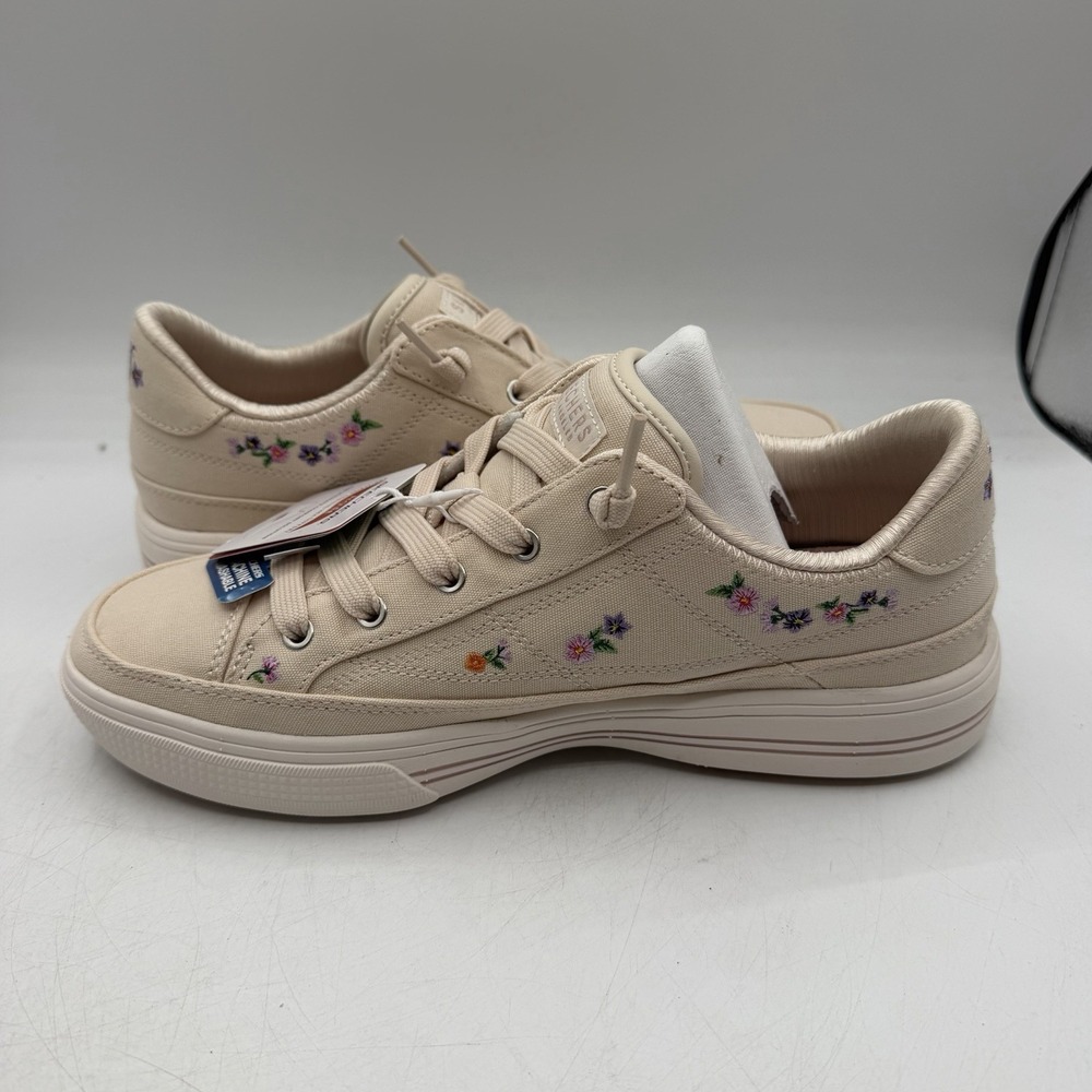 Skechers Arch Fit Arcade Subtle Bouquet Shoes Womens Sz 8 Natural Floral Slip On - Picture 3 of 11